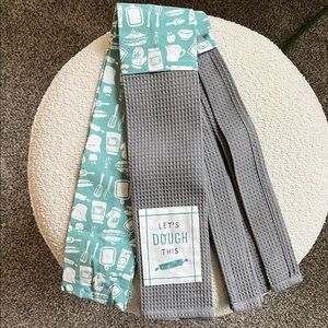 Demdaco Teal and Gray “Lets Dough This” Kitchen Boa